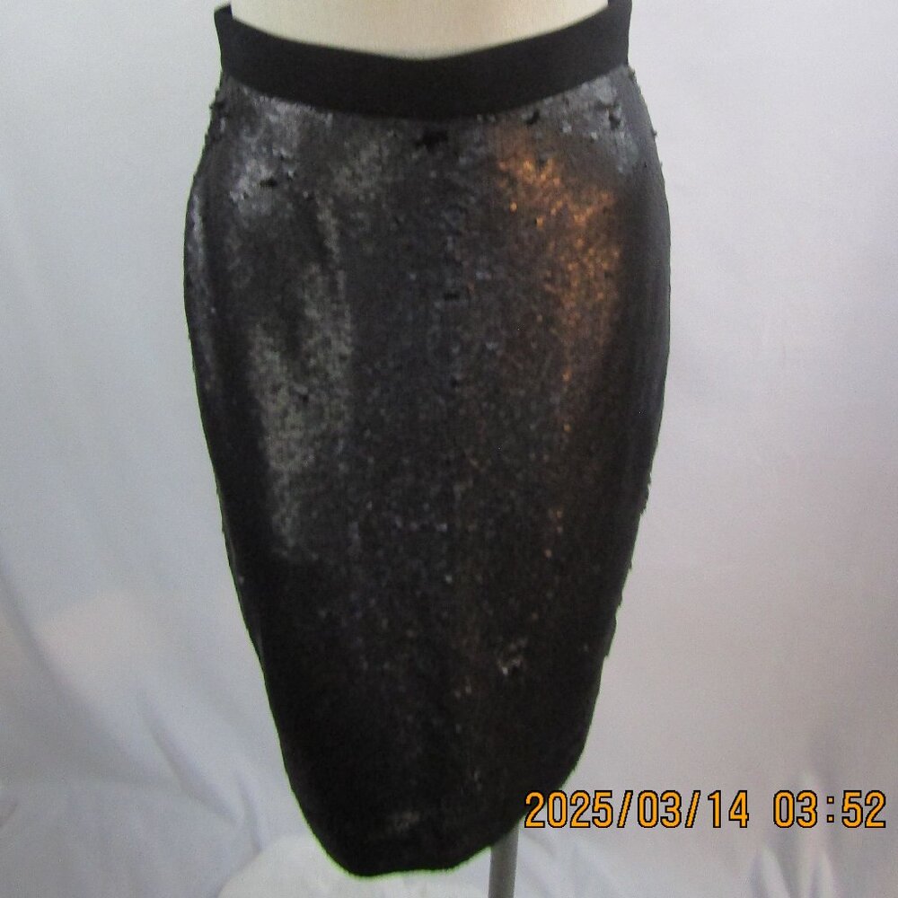 BANANA REPUBLIC Black 2-sided Sequin Pencil Skirt Size: 2